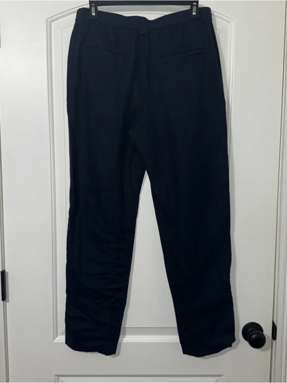 Zara Navy Linen Straight Leg Pants